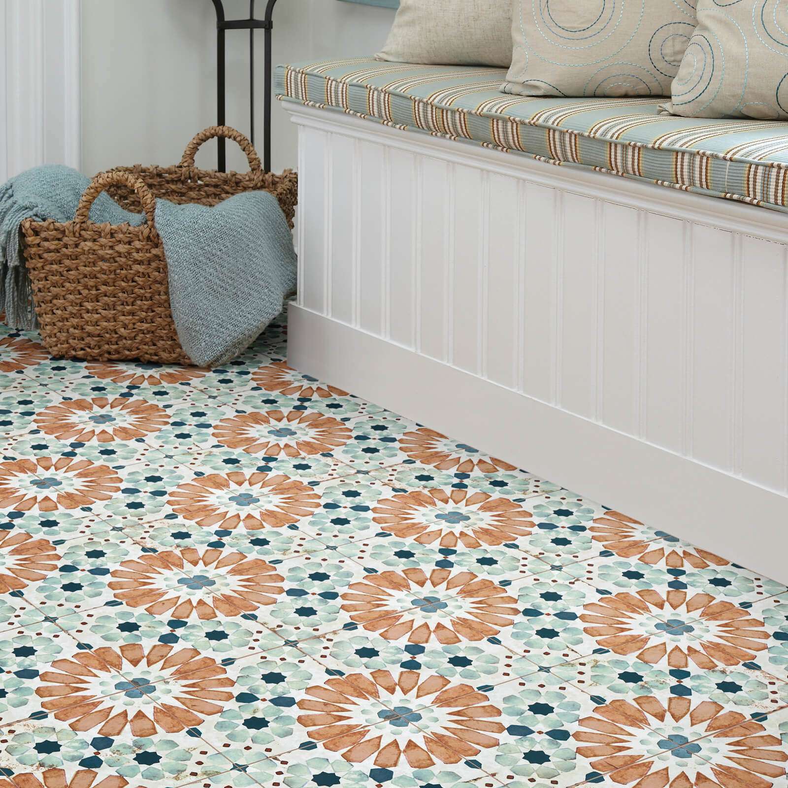 Tile flooring with flower design | Carpet And Floors For Less